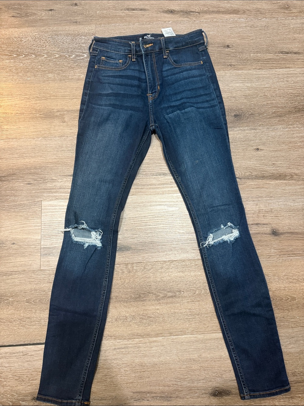 Hollister Dark Blue High-Rise Distressed Skinny Jeans